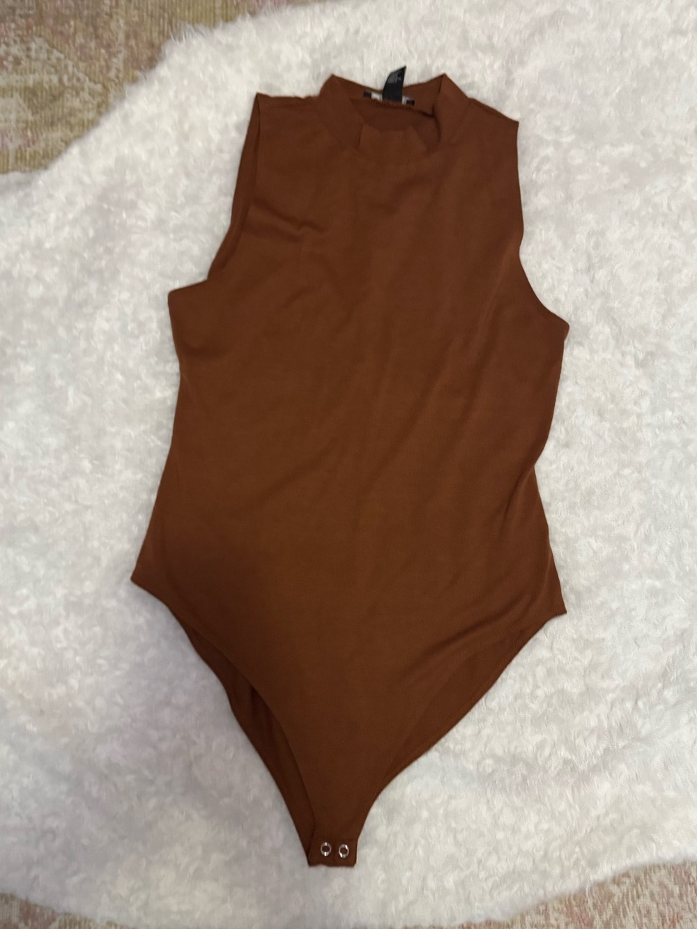 Forever 21 Brown Sleeveless Mock Neck One-Piece Bodysuit
